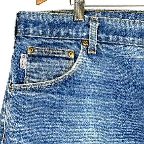 Carhartt Men's Relaxed Fit B17 Work Jeans 42x34 Tapered Leg Cotton Blue - Picture 3 of 10